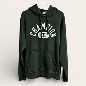 Champion vintage y2k deep green unisex hoodie dark academia size medium faded
